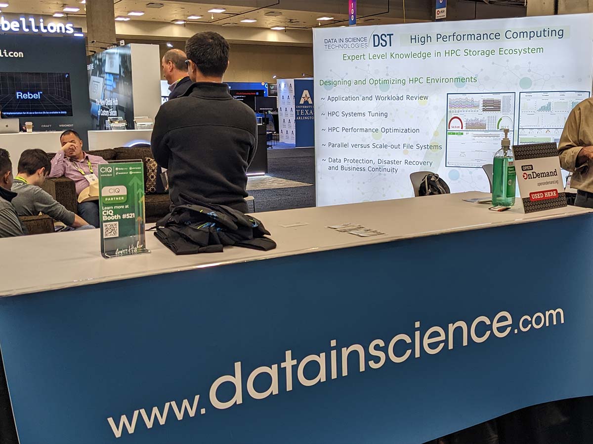 DST booth at SC22 with Open OnDemand placard