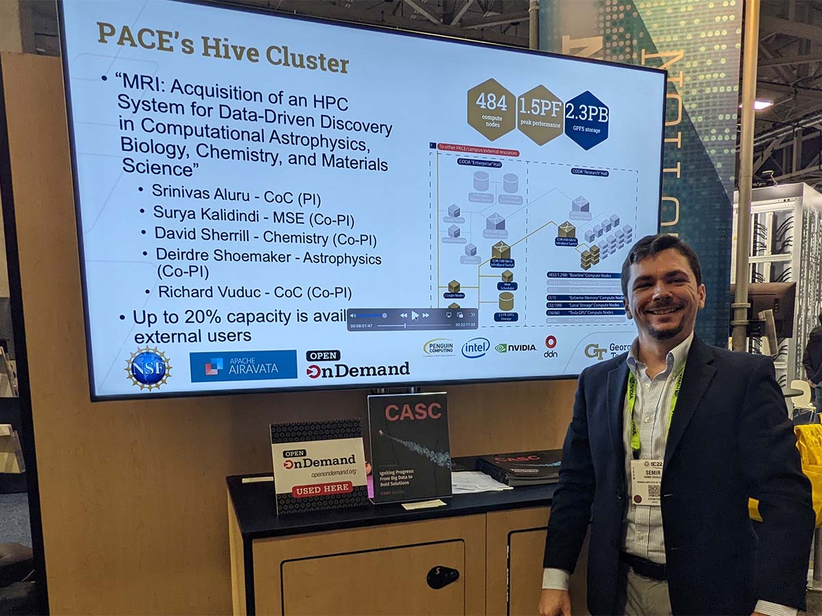 Georgia Tech booth at SC22 with Open OnDemand placard