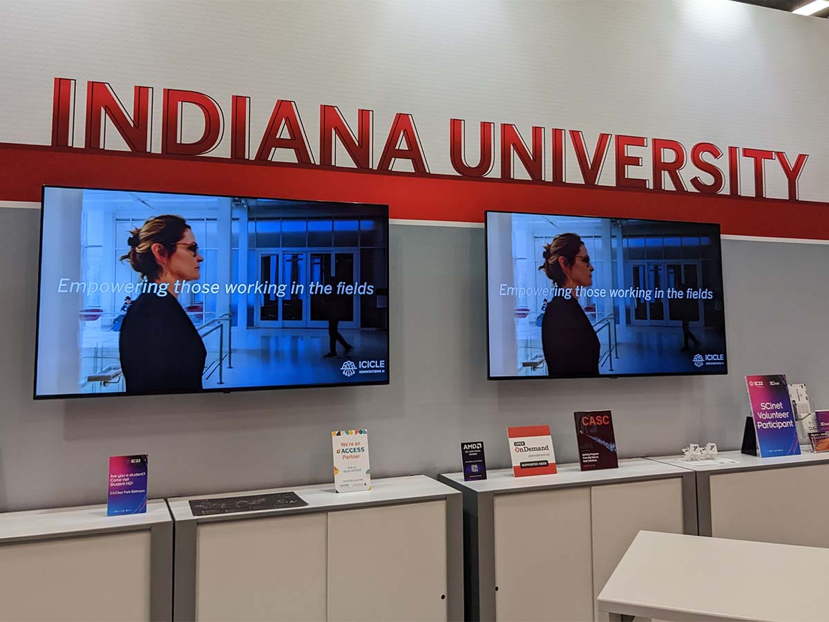 Indiana booth at SC22 with Open OnDemand placard