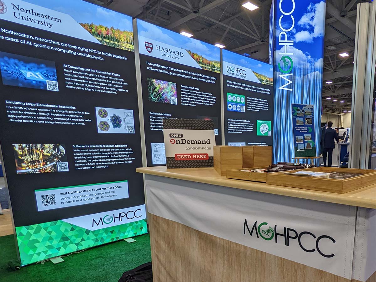 MGHPCC booth at SC22 with Open OnDemand placard