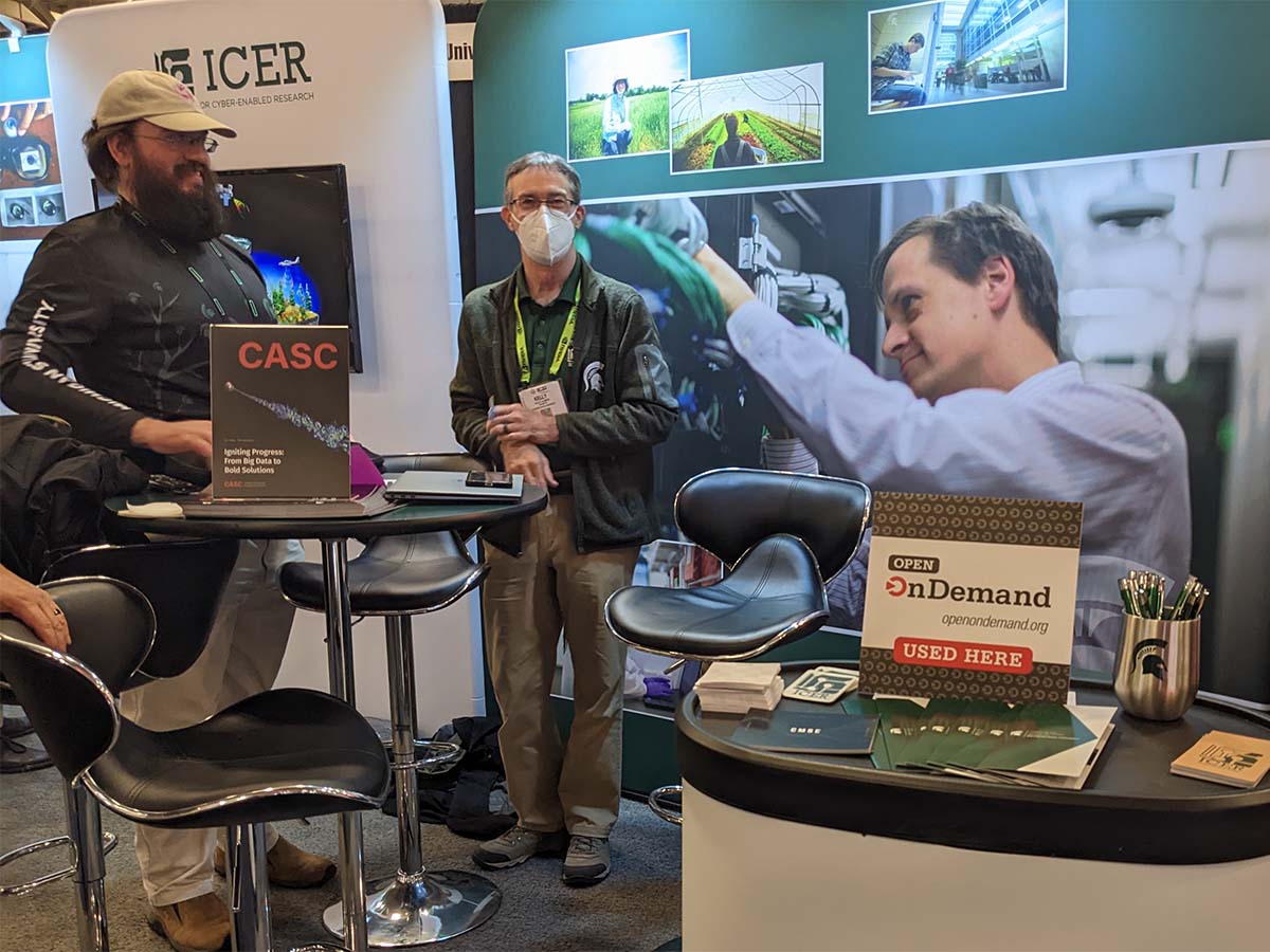 Michigan State booth at SC22 with Open OnDemand placard