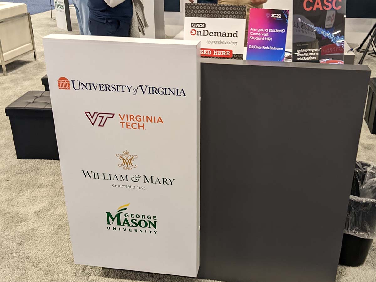 Virginia booth at SC22 with Open OnDemand placard