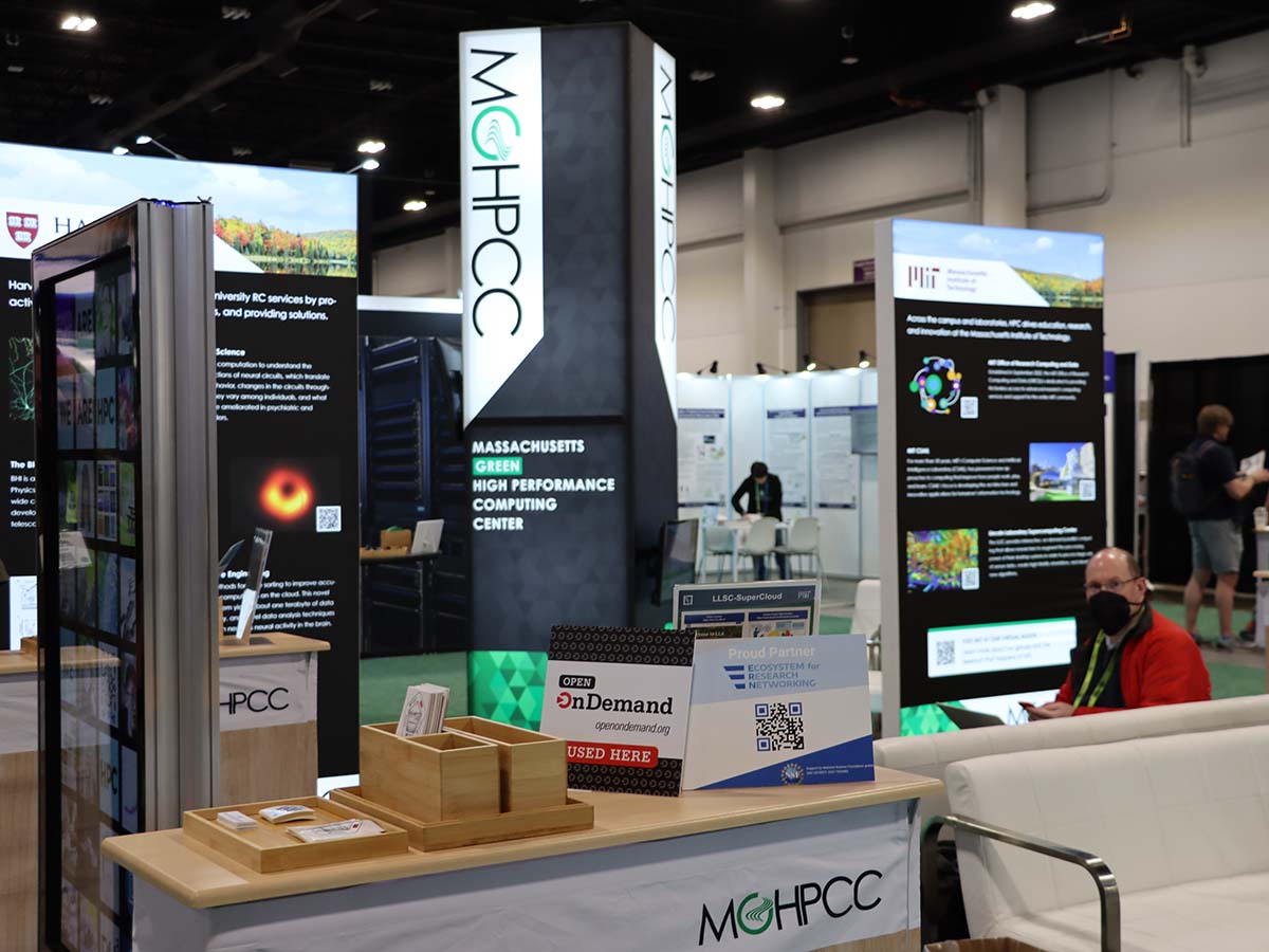 MGHPCC booth at SC23 with Open OnDemand placard