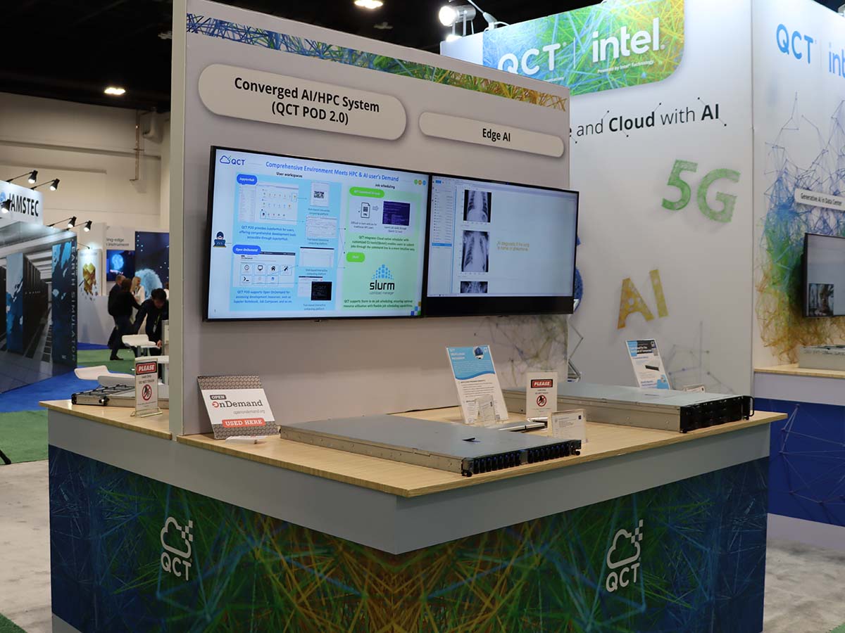 QCT booth at SC23 with Open OnDemand placard