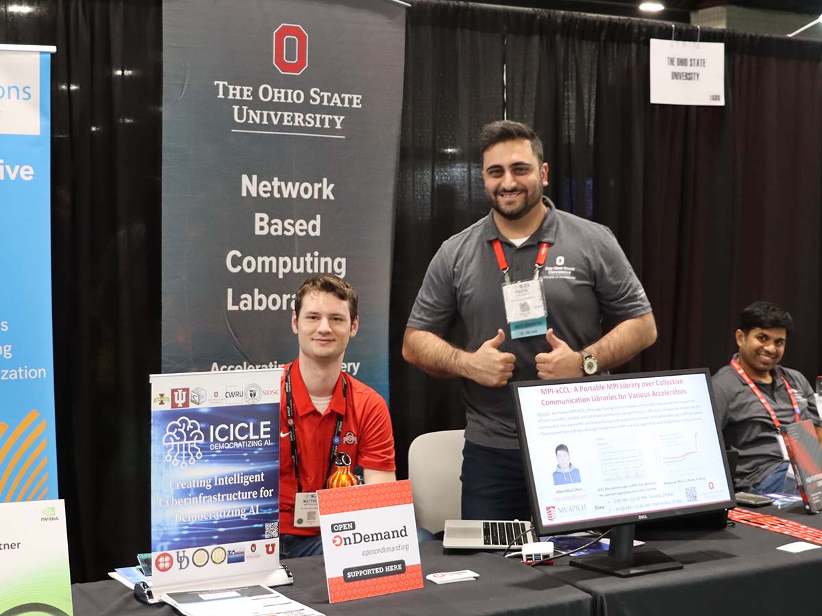 Ohio State booth at SC23 with Open OnDemand placard