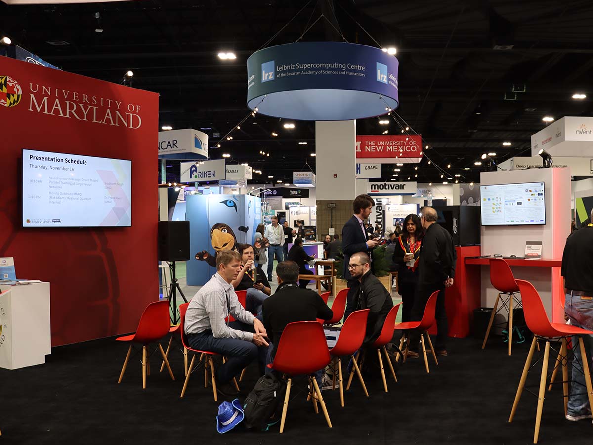 University of Maryland booth at SC23 with Open OnDemand placard