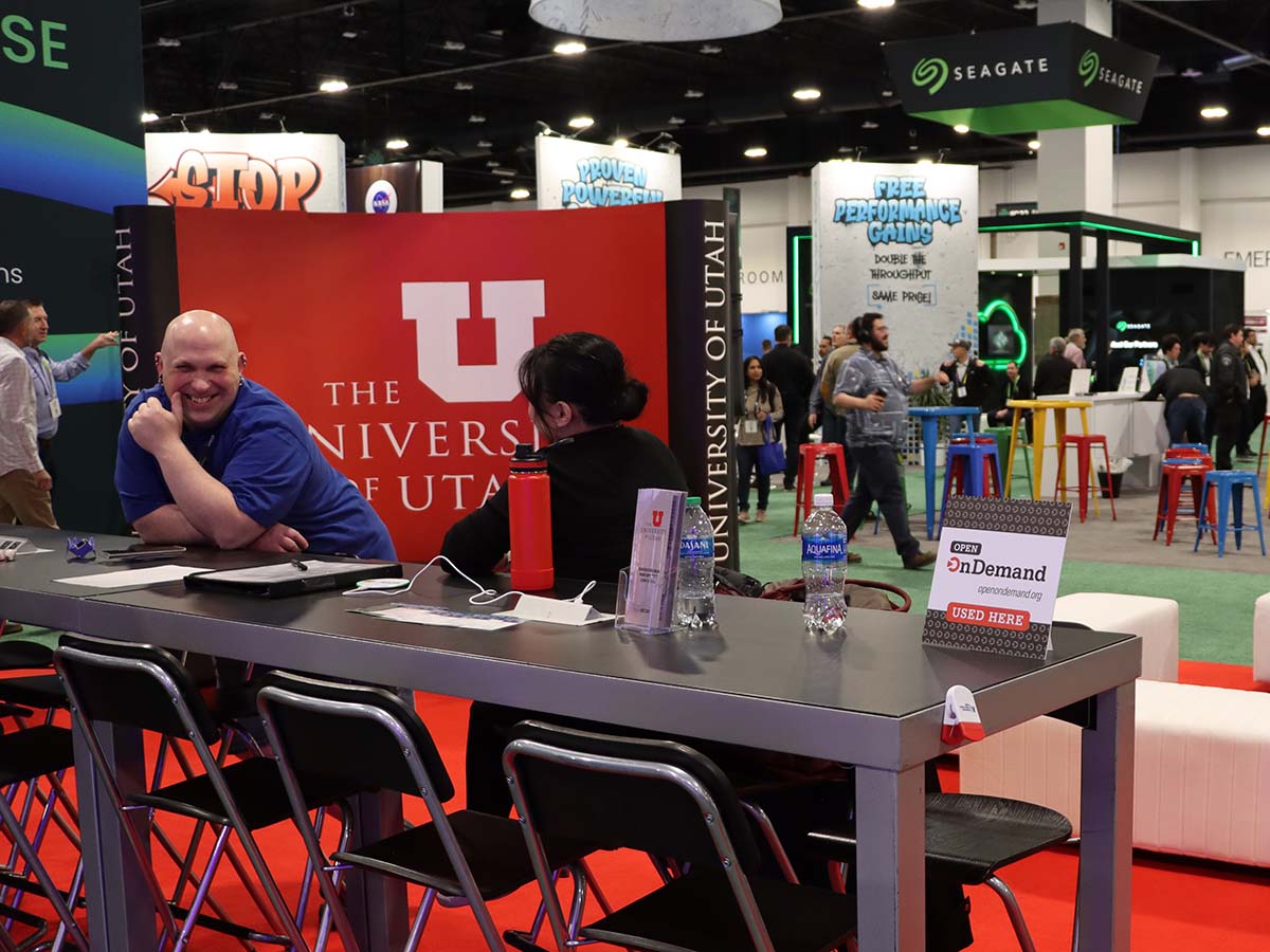 Utah booth at SC23 with Open OnDemand placard