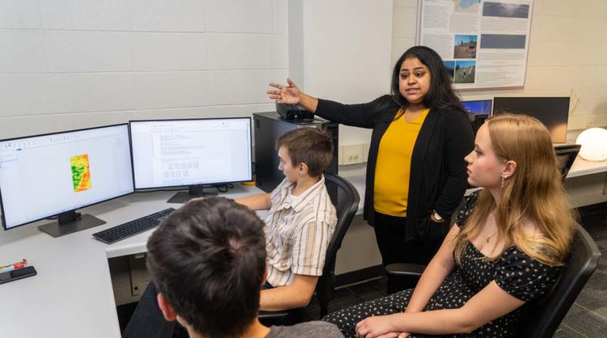 A research group led by Assistant Professor of Geography and Anthropology Papia Rozario extensively uses Open OnDemand for one of their projects. Image credit: IMC Photo