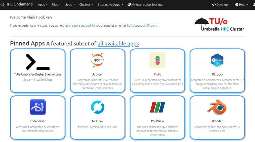 A look at TUE's desktop interface