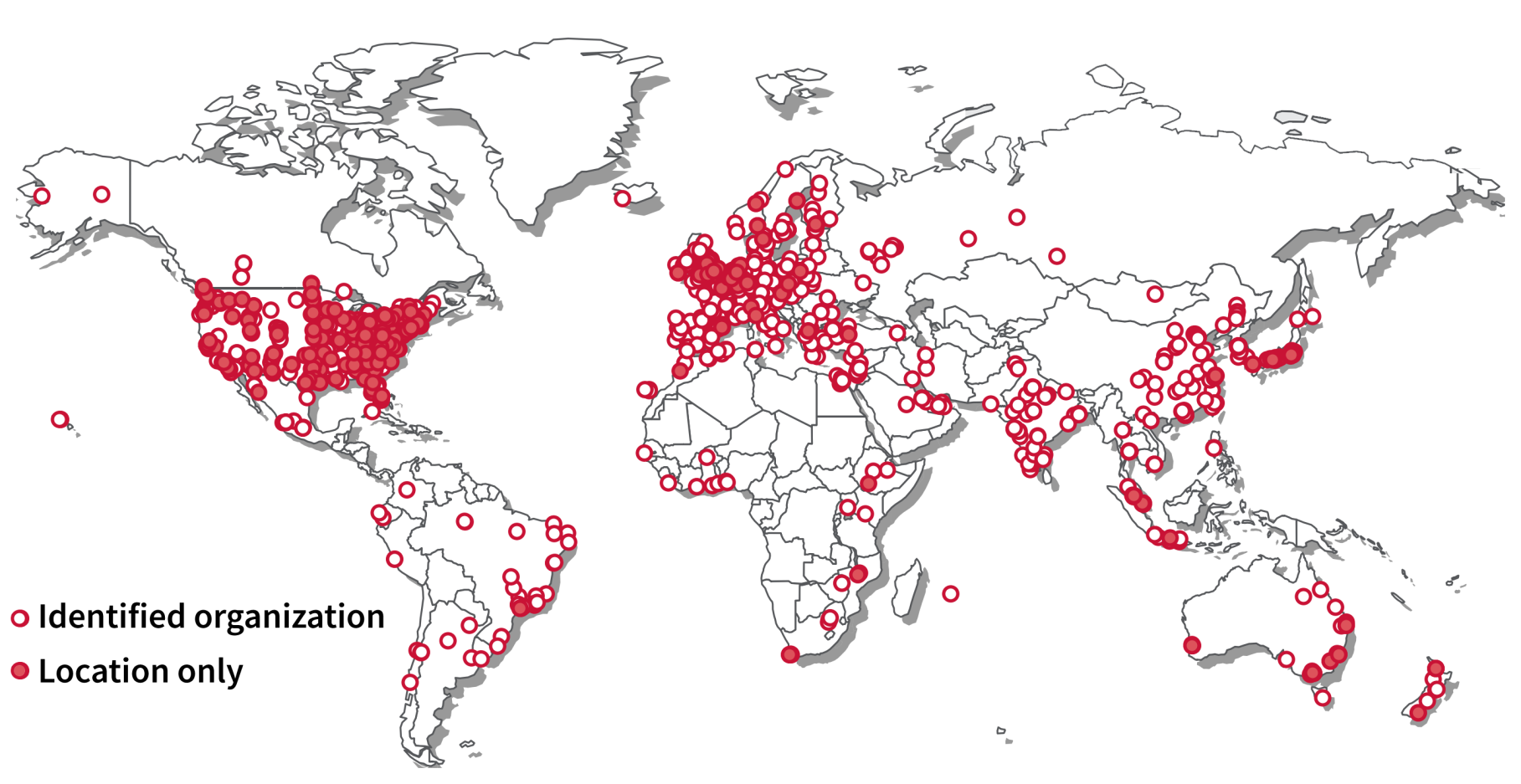 Global map of known deployments